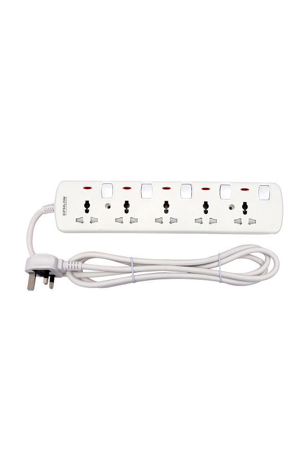 KRYPTON-Epsilon 5 Way Extension Socket with Individual Switches- ES1106| 5 M Cord, 2 -Year Warranty 1