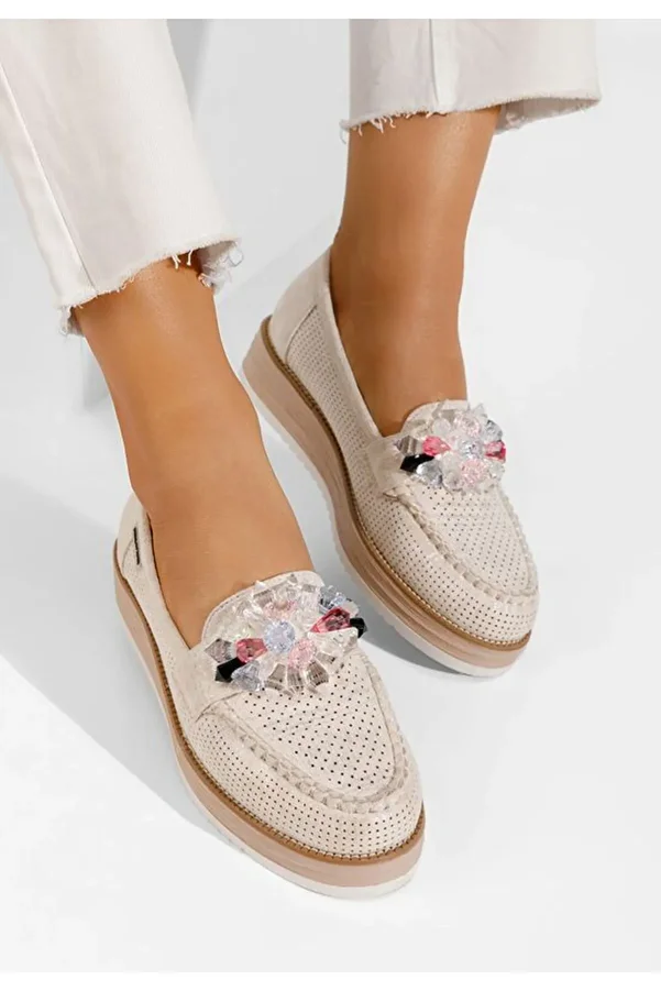 B T Shoes-Mocasini cu talpa groasa Veiga V2 argintii 1