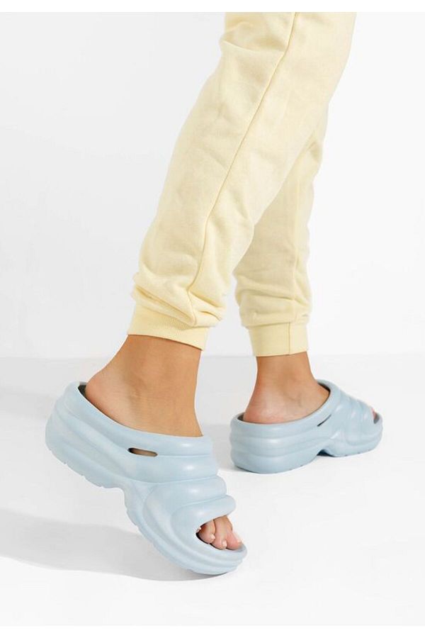 B T Shoes-Etana blue platform slippers 1