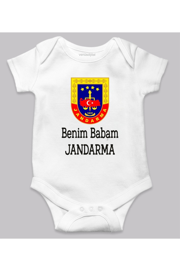 venüsdijital Benim Babam Jandarma Baskılı Bebek Body Zıbın