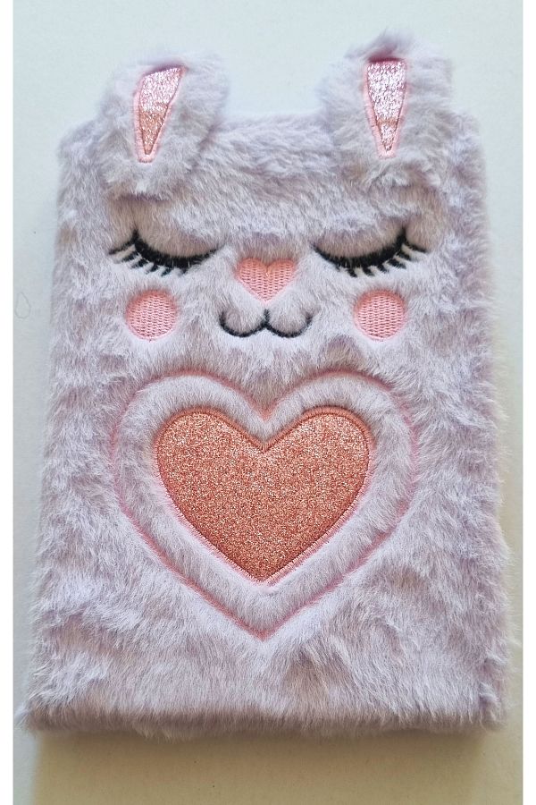 Modellino-3D Sleeping Rabbits Plush Souvenir Notebook Line Notepad for Daily Memories 80 Sheets- Optional 1