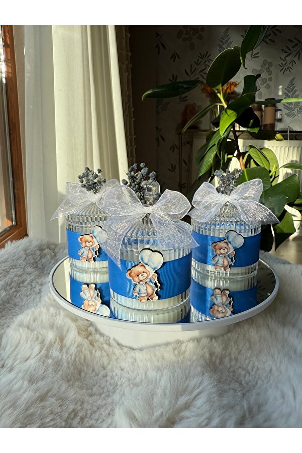 cacagift design Hediyelik Mum Özel Süslemeli Bebek Hediyelik Mum İsimli 10lu