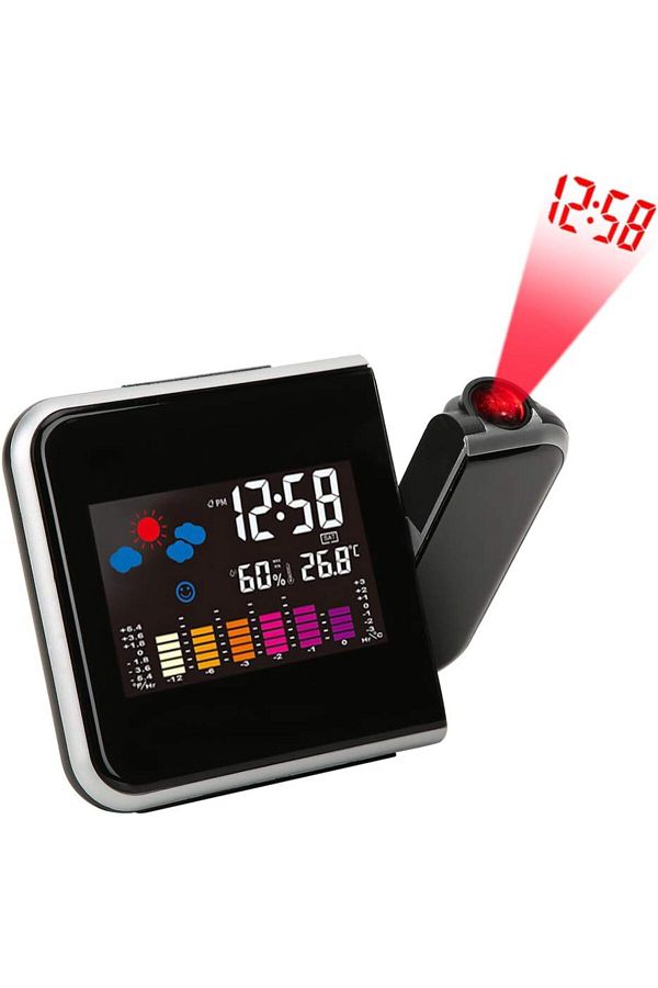 COOYA-Digital LCD Alarm Clock,Projector Clock for Ceiling with Weather Forecast Calendar Humidity Display 1