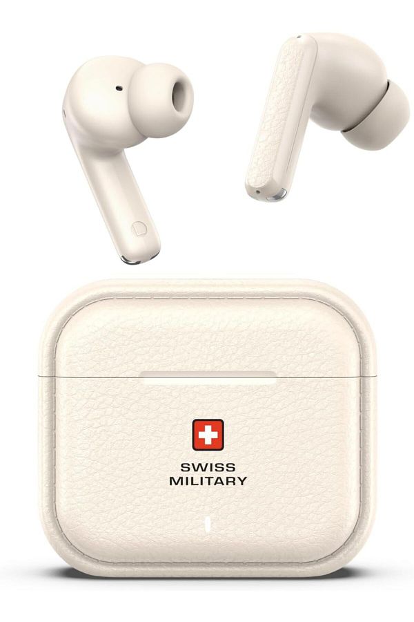 Swiss Military-سماعات أذن Victor RT75 PRO ANC - ENC، وضع الشفافية، LDAC عالي الدقة، تقنية اللمس الذكي، وضع الاستعداد لمدة 180 يومًا - كريمي 1