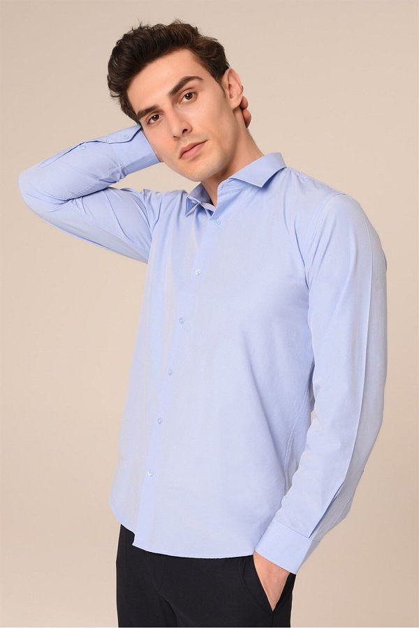 AGUSTİNİ-Blue Slim Fit Shirt |   Agustini 1