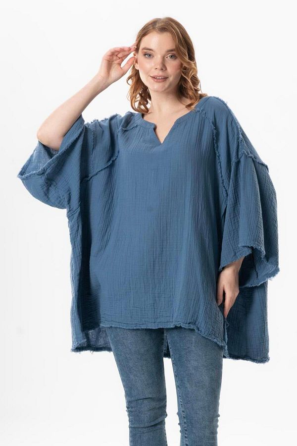 Eliş Şile Bezi-Help Rafa Semi-Sleeve Nadya V-Neck Melusi Summer Blouse 1