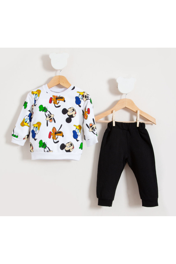 Bubito Özel Karakterler Baskılı Bebek Alt Üst Takım Siyah