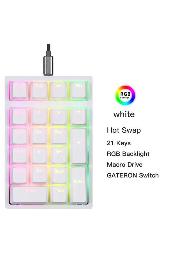 MOTOSPEED-Red Switch K24 White Motospeed K24 Mechanical Numeric Keypad White Hot-Swap  Switch Wired Keyboard C 1