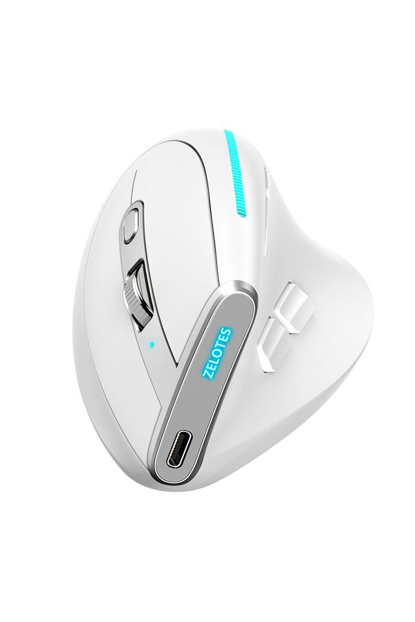 ZELOTES-WHITE ZELOTES F-36 Wireless vertical 2.4G Bluetooth mouse full color light 8 key programming five DP 1