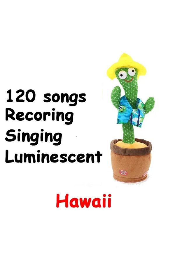 Choice-Hawaii Rechargeable Dancer Cactus Glowing Dancing Electronic Plush Toys Can Sing Record Lighten for 1