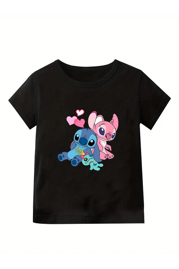 makiteks-Dívčí tričko s potiskem z česané bavlny 5-14 let Lilo Stitch 1