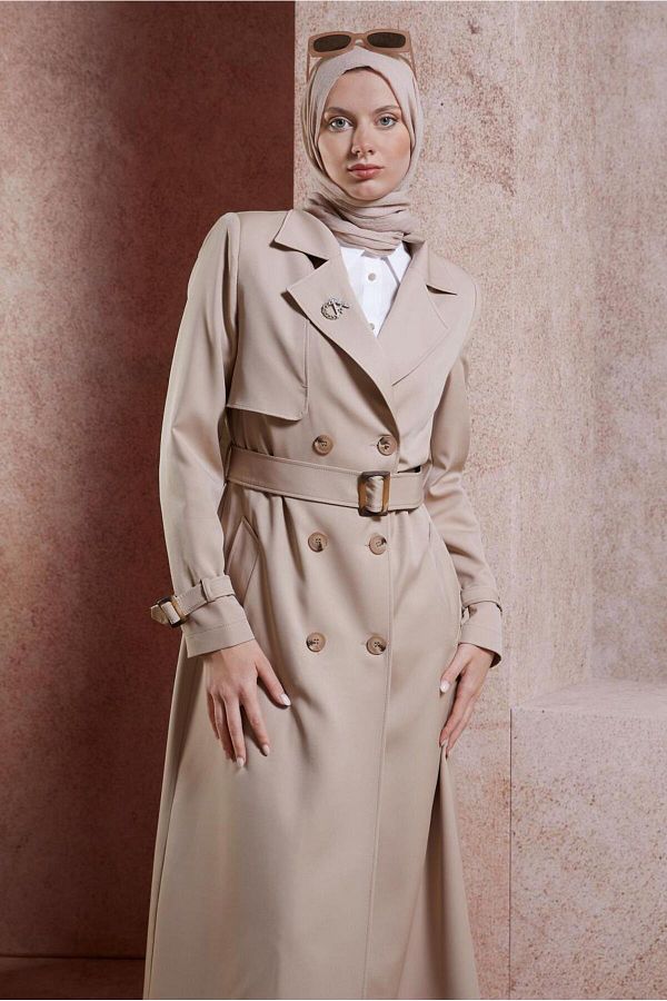 Alvina-10863 Model Belted Trench Coat 1