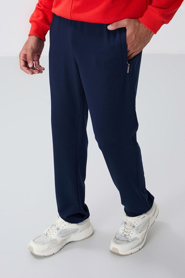 TOMMY LIFE-Indigo MEn's SwEatPants - ZippErEd PockEt, Skinny Fit, Classic LEg - 84669 1