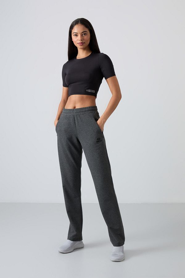 TOMMY LIFE-Formă confortabilă de culoare antracit - Pantaloni de trening pentru femei cu fermoar ascuns și buzunare - 94148 1