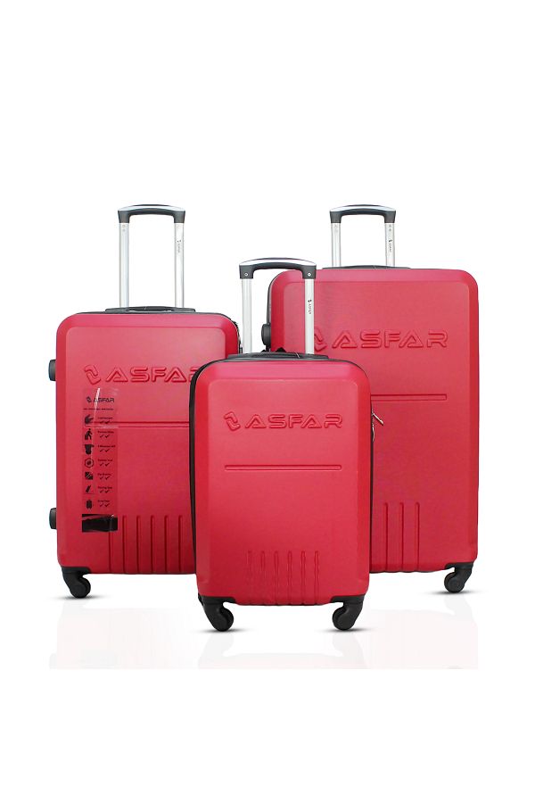 ASFAR--3209 Set Of 3 Luggage With Hard Shell, Combination Lock- 20/24/28 Red 1