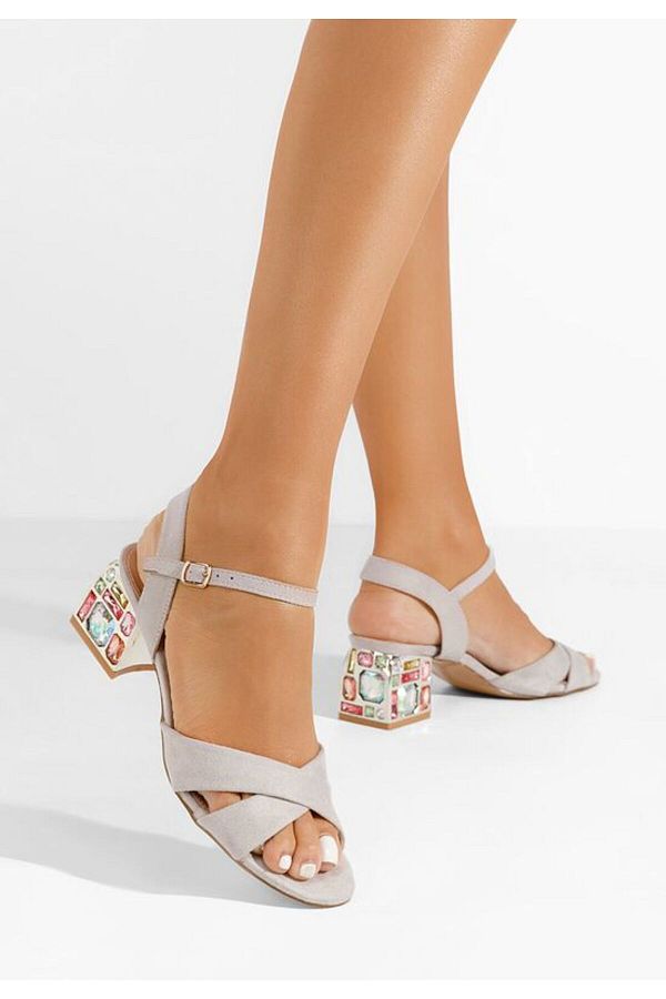 B T Shoes-Sandale cu toc gros Susia gri 1