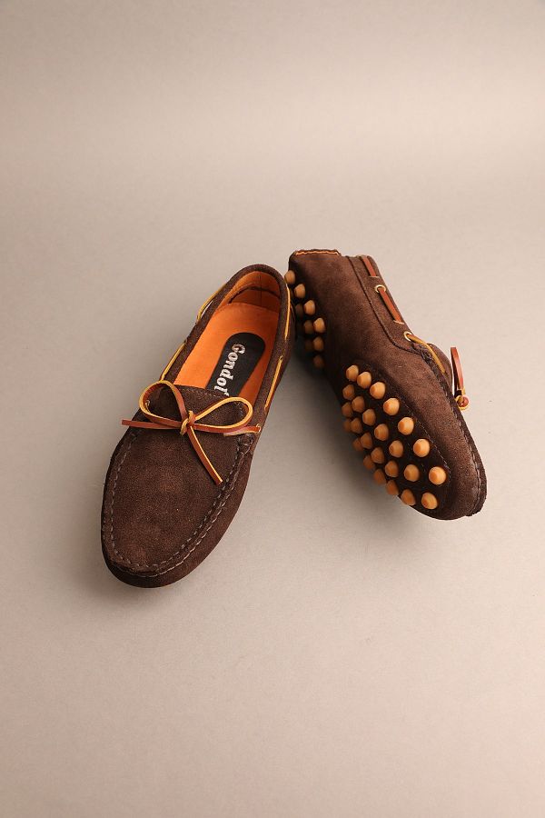 Gondol-Men's Genuine Leather Classic Loafer Brown Suede 40 Ttx.237 1