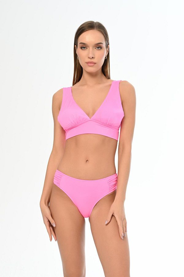 AQUAVİVA-Aquaviva Pink Women's Bralet and Bikini Set - Back Lace-up 1