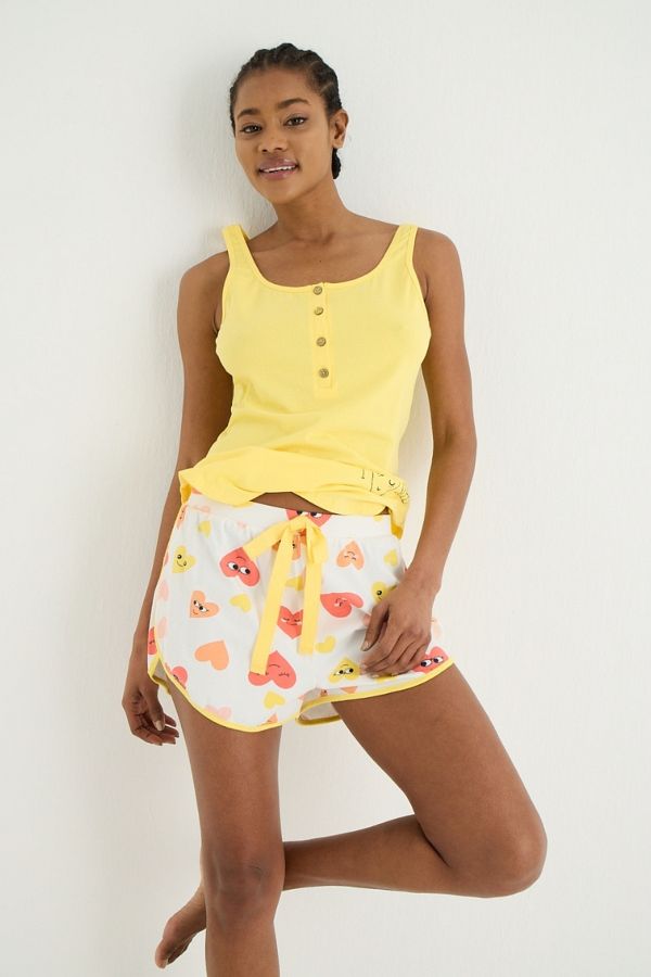 İPEKTENİM-Thick Strap Heart Patterned Shorts Pajama Set 1