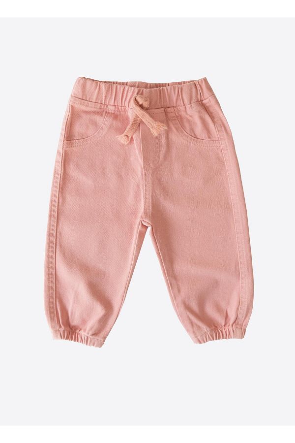 kitikate-Pink Organic Gabardine Baby Pants 1