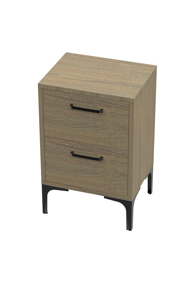 Mahmayi-Modern Side Table with 2 Soft-Close Drawers, Grey Bardilano Oak - Easy Assembly, Versatile 1