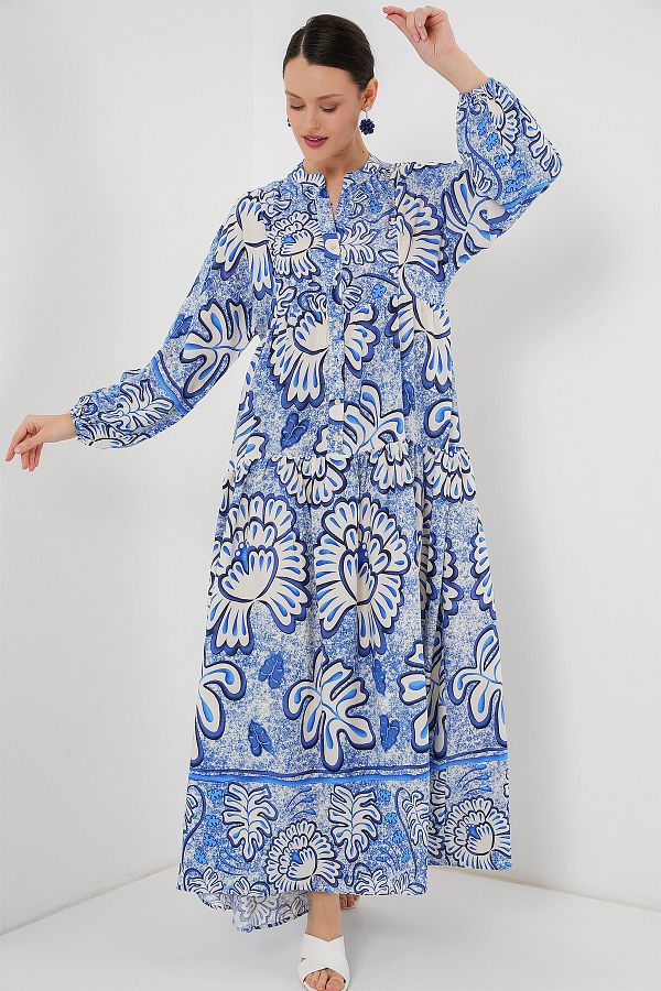 Bigdart-2423 Rochie Hijab cu model autentic - Albastru închis 1