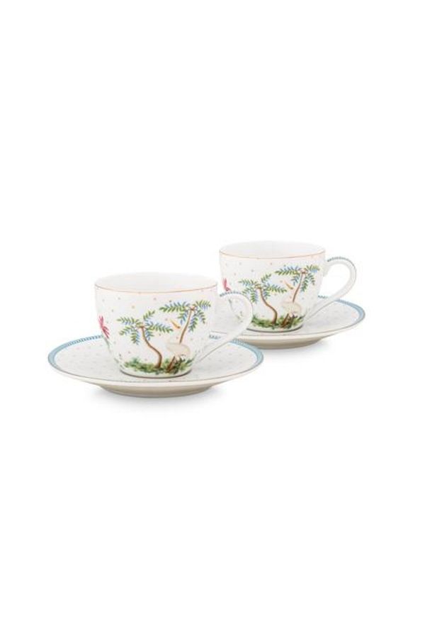Pip Studio-Set of 2 cups with saucers, porcelain, Pip Studio, 120ml, Jolie White collection 1