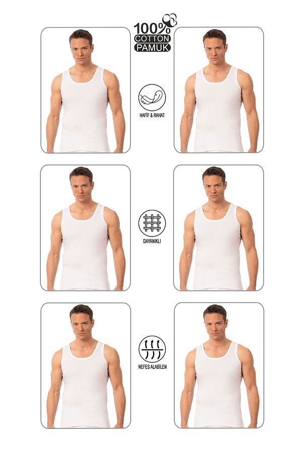 ÖZKAN underwear-Ανδρικό εσώρουχο - Πακέτο 6 100% βαμβακερό μονό ζέρσεϊ Χτενισμένο βαμβακερό χοντρό λουράκι 1