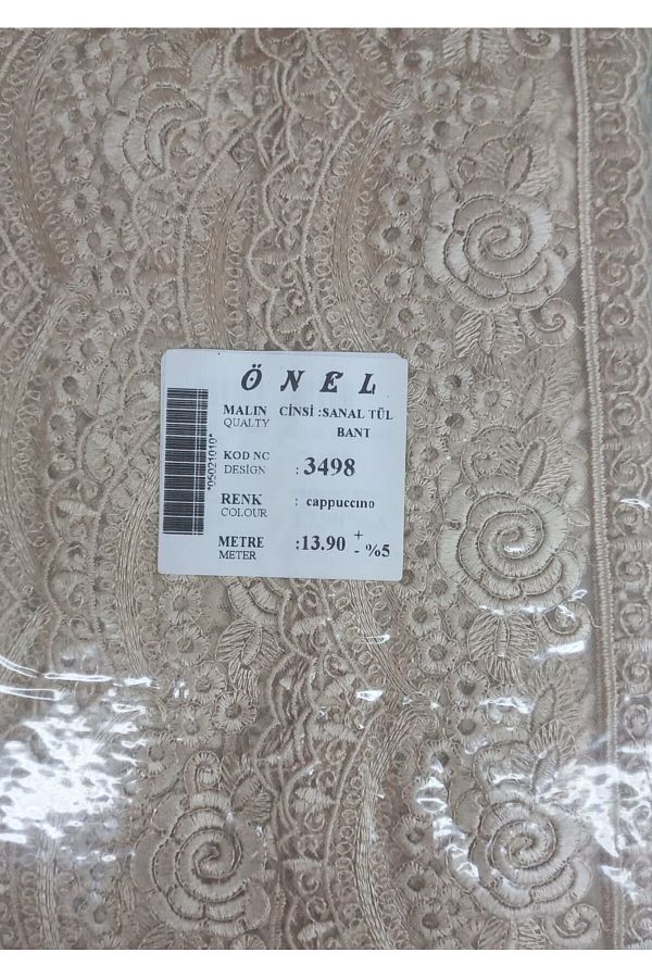MBB ETİCARET-Lace Polyester Virtual Tulle Tape Cappucino 13,90 Meters Width 6 cm On-3498-C 1