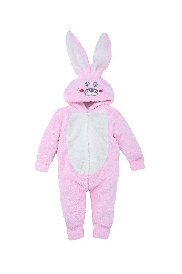 Genel Markalar Unisex Çocuk Kız Erkek Tavşan Kulaklı Uyku Tulum Fermuarlı Peluş