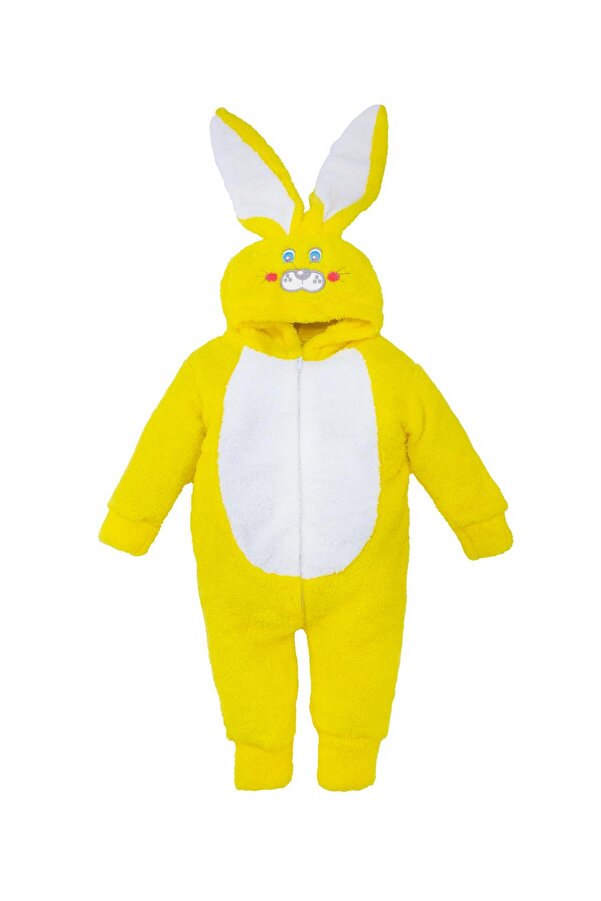 nurcix baby Welsoft Pelüş Sarı Tavşan Tulum Dar Kalıp