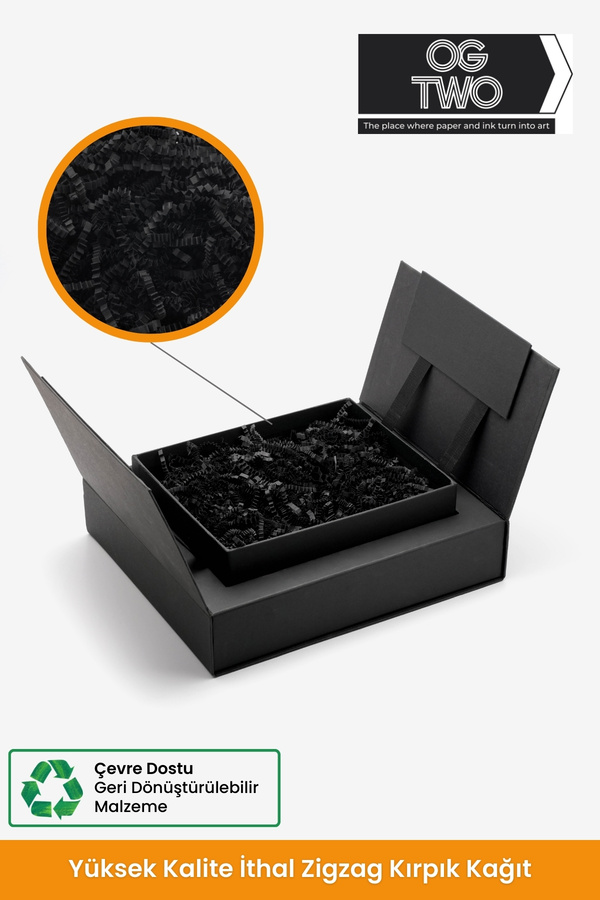 OGTWO-Premium Zig Zag Cropped 50 g Black Gift Box Sustainable Ornament Paper 1