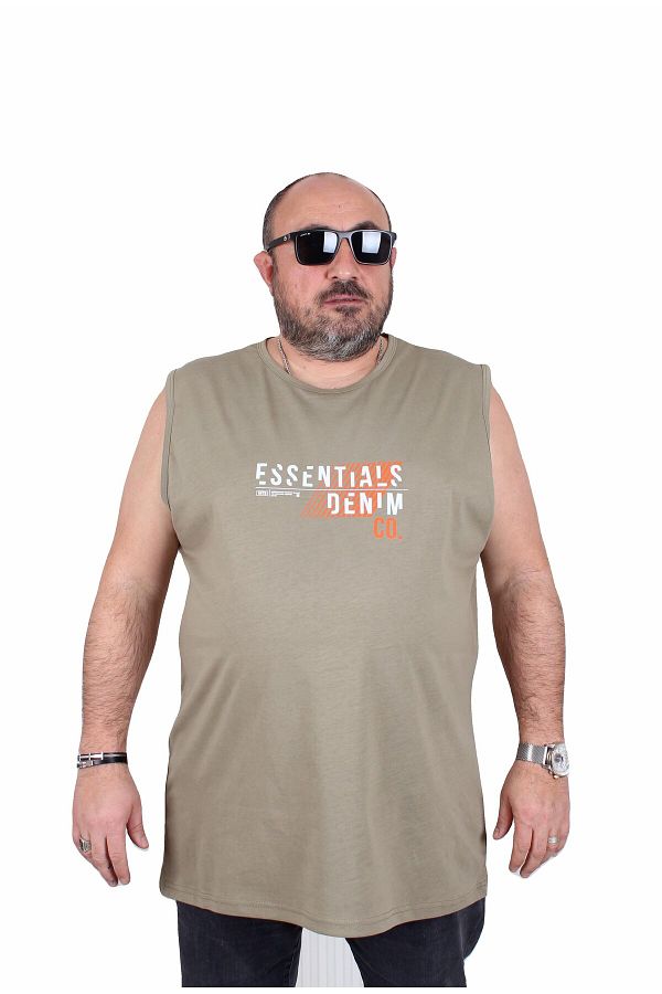 Starbattal-Tricou fără mâneci cu imprimeu mărime mare Denim 25154 KHAKI 1