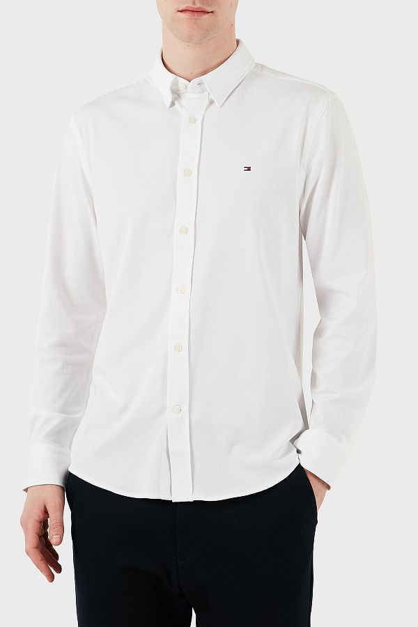 Tommy Hilfiger-With Logo Cotton Regular Fit Long Sleeve Men's Shirt Mw0Mw37580 1
