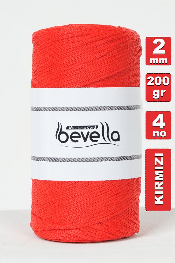 Bevella Macrame Cord-2 Mm-200 Gr Red Polyester Macrame Thread Bag and Plate Thread 1