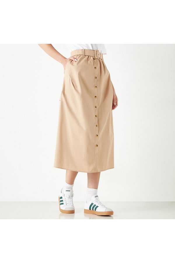 FAV-A-line Midi Skirt with Button Closure and Belt 1