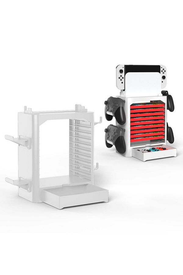 FlashHawk-Multi-function Game Storage Tower for Nintendo Switch/OLED/Lite White 1