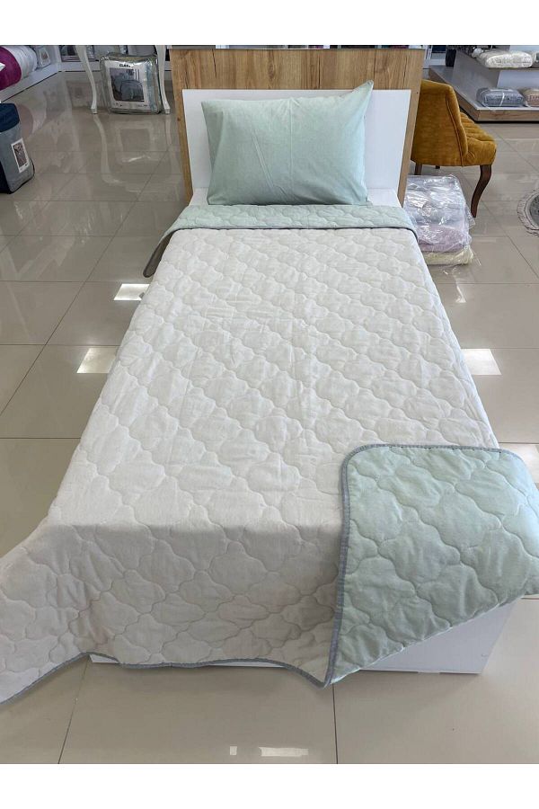 Sudemhome-Single Quilted Double Sided Bedspread Set Young Children's Room Bedspread Çağla Beige 1