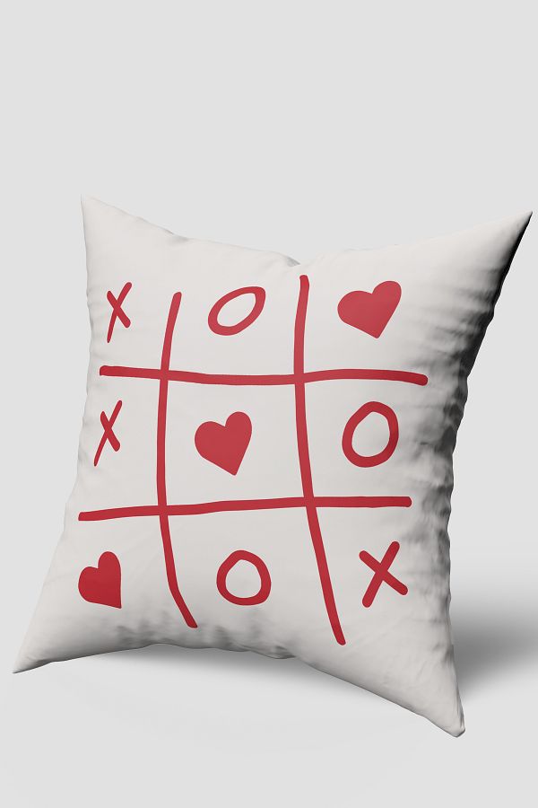 EsnafAli-Red White Xo Heart Pattern Throw Pillow Case 1