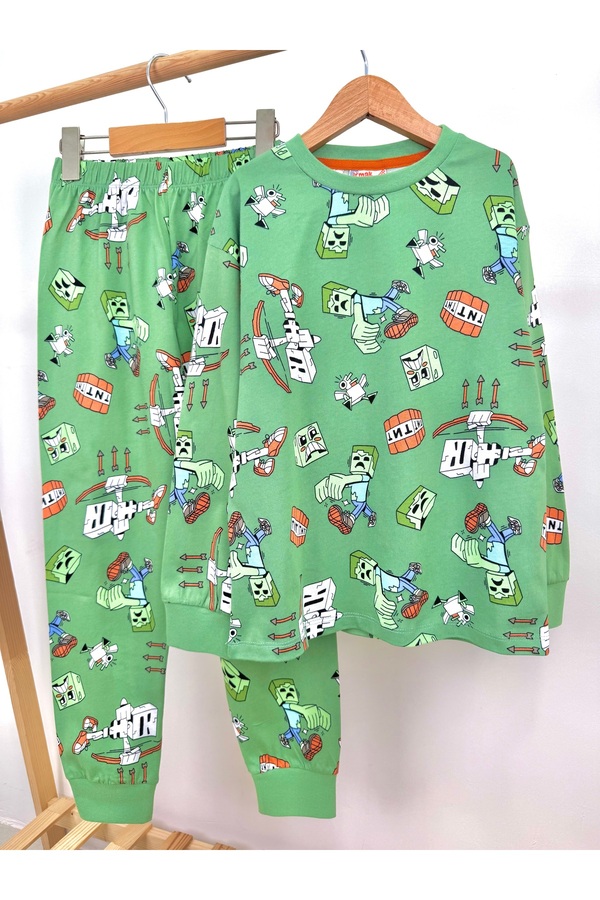 Irmak kids Erkek Çocuk %100 Pamuk İnce Mevsimlik Penye Pijama Takımı