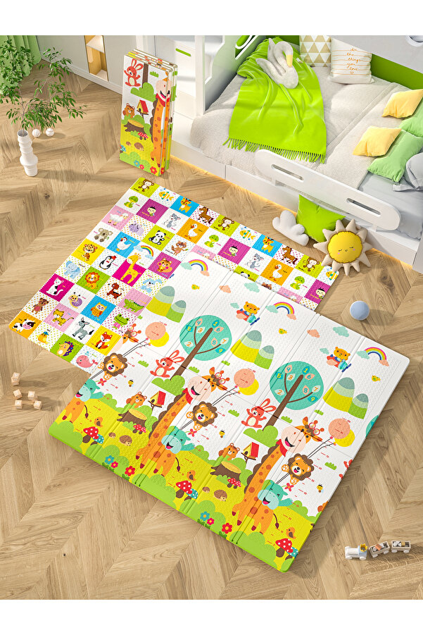 elfobaby Hello My Friends Katlanabilir Oyun Halısı Matı - Yeni Ölçü - 150x180x1 Cm (TAŞIMA ÇANTALI)