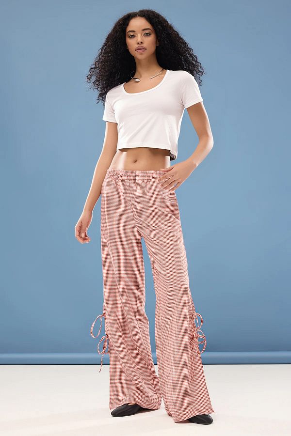 Trendyol Collection-Brick Color Elastic Waist Pants with Wide Leg and Side Slit - Twoss25Pl00022 1