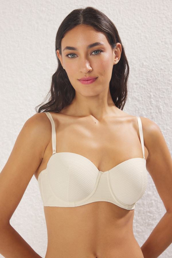 Trendyol Collection-Ten Micro Stripes Covered Strapless Strapless Strick-BH THMSS25SU00040 1