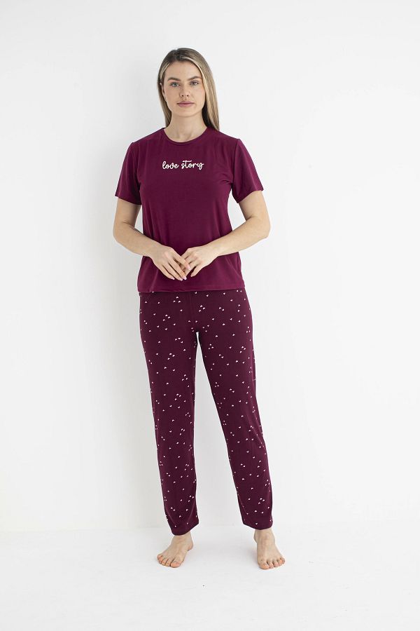 The AlpAli-Estiva 25122 Women's Milan Soft Heart Short Sleeve Pajama Set 1
