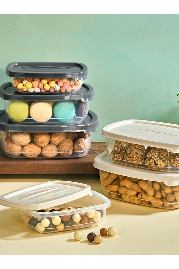 Mapple Home-3-Piece Storage Container with Lid 500 ml - 1.1 Lt - 1.7 Lt Food Storage Box 1
