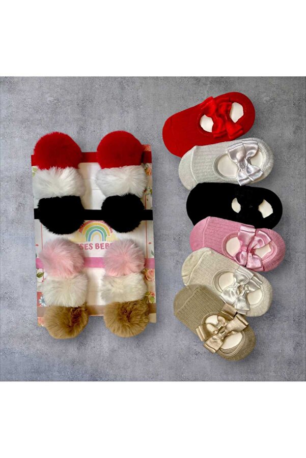 ESES BEBE Kız Bebek Çorap Bandana Set