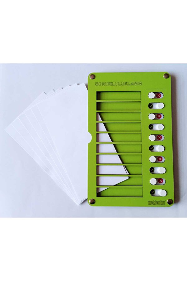 mekteplim Kartlı Eğitici Günlük Rutin Checklist Görev Ve Sorumluluk Tablosu Yeşil