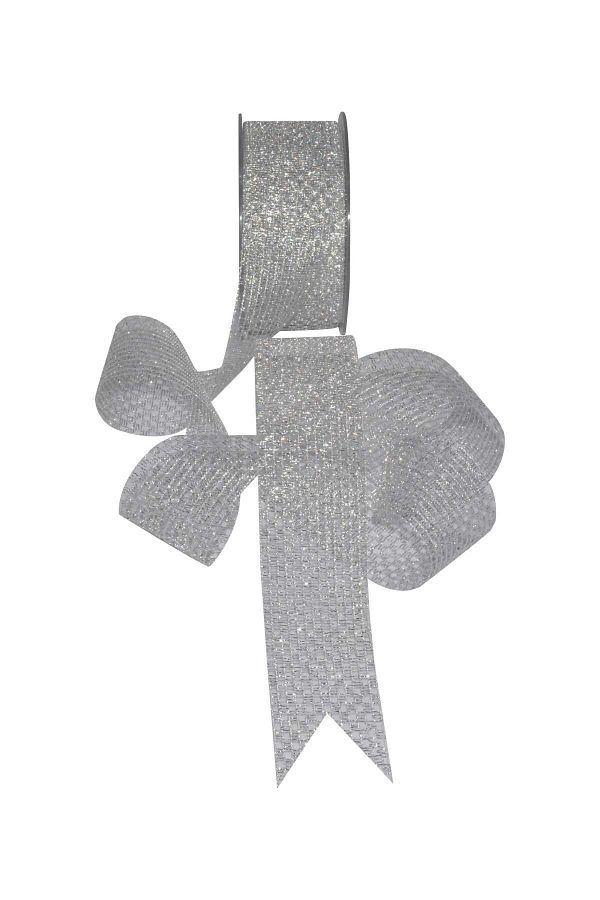 sylar-2 Meters White Glitter Ribbon - 25 mm 1