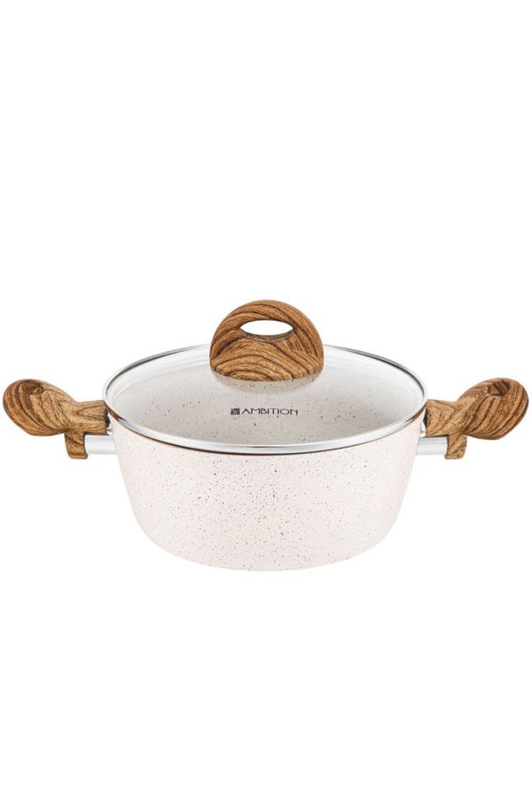 Ambition-Pot with lid 24cm, 4L, Pfluon Cookmark™ coating, Nature 1