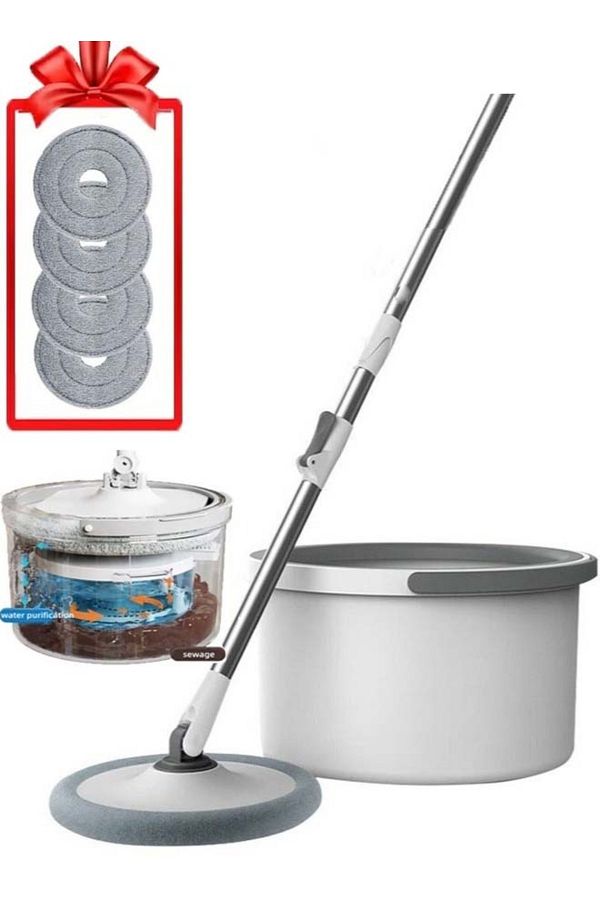 Cady One-360 Degree Spin Mop And Bucket, Self Separating Flat Mop Set With 4 Microfiber Pads 1